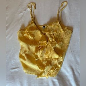 Zara Yellow Ruffled Satin Camisole